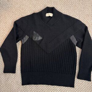 Vintage Claude Montana Black Heavy Wool with Black leather embellishments